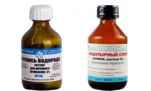 перекись водорода и нашатырный спирт